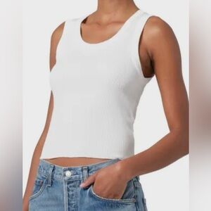 Agolde White Ribbed Tank Top